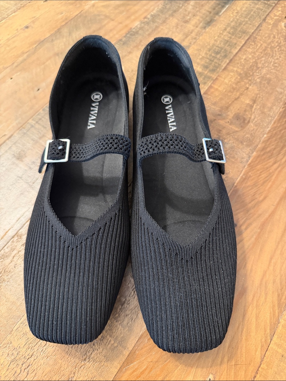 Vivaia Margot Mary Jane Flats Black Knit Sz 40/US 9